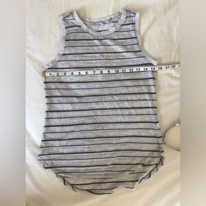 Athleta cotton linen grey striped workout tank XS